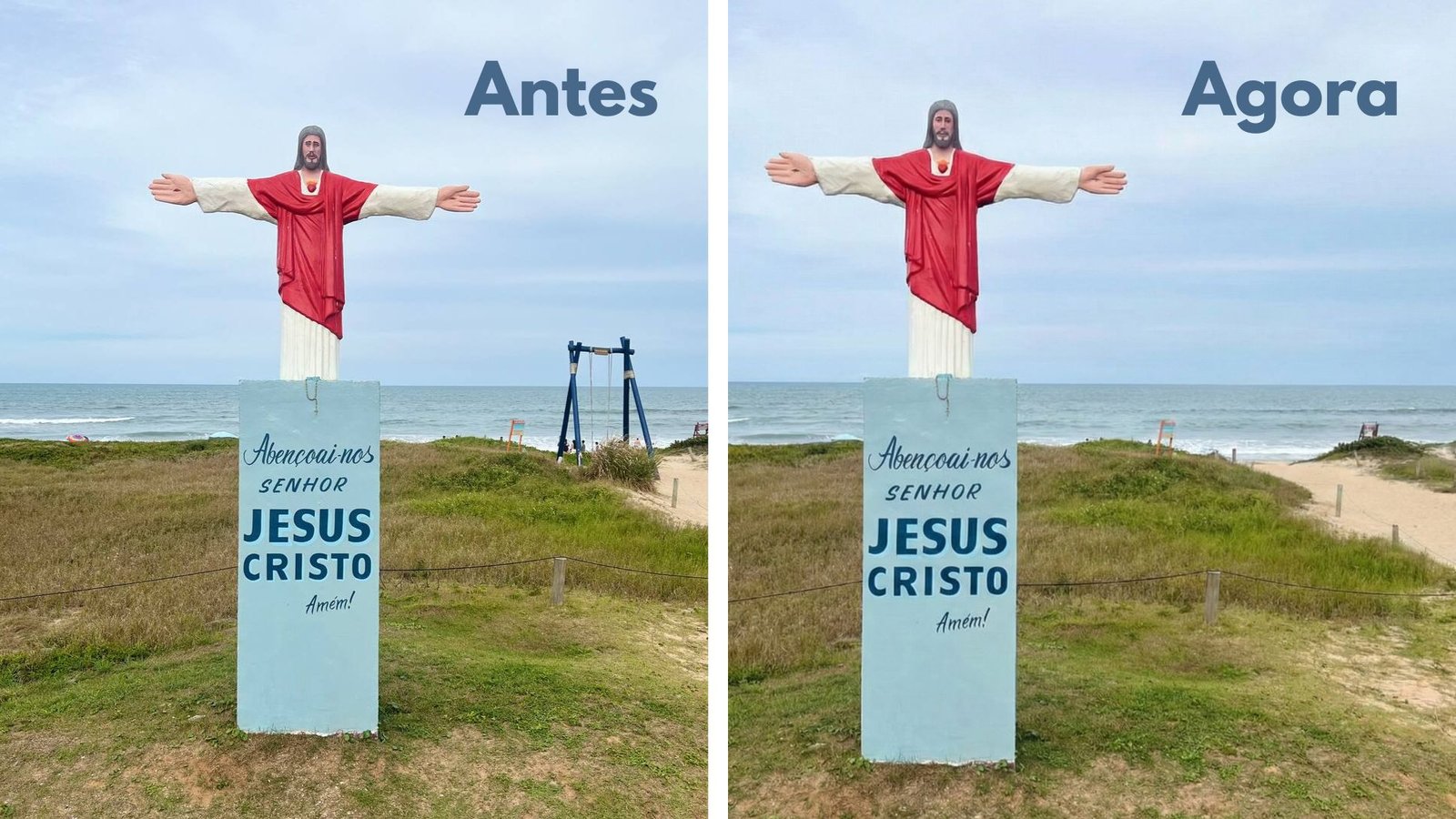 Balanço antigo na orla da Praia do Ervino antes da retirada.