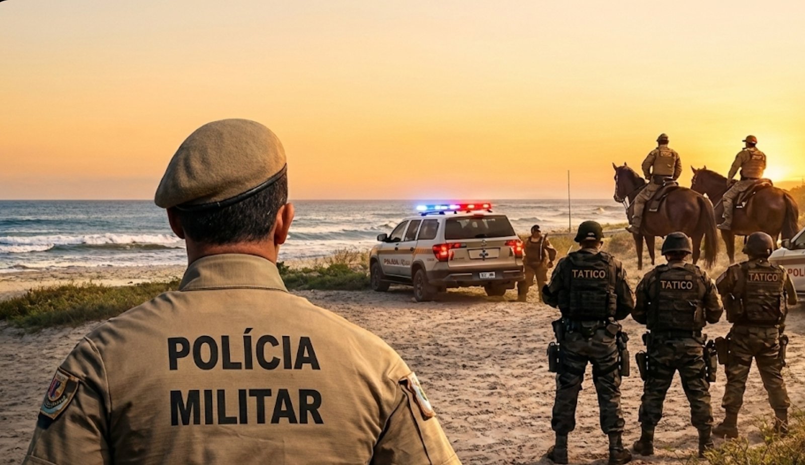 Placa de aviso de proibido som alto, reforçando a fiscalização da polícia.