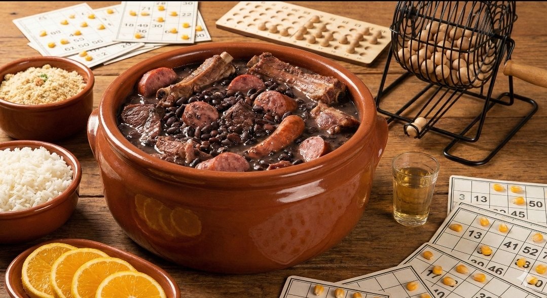 Banner da Feijoada Beneficente com Bingo na Praia do Ervino