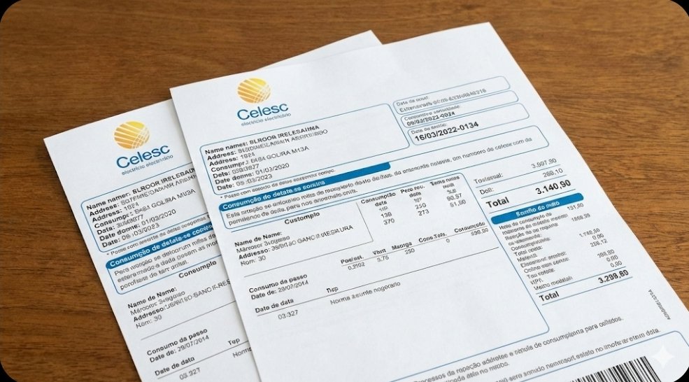 Detalhe da fatura de energia da Celesc