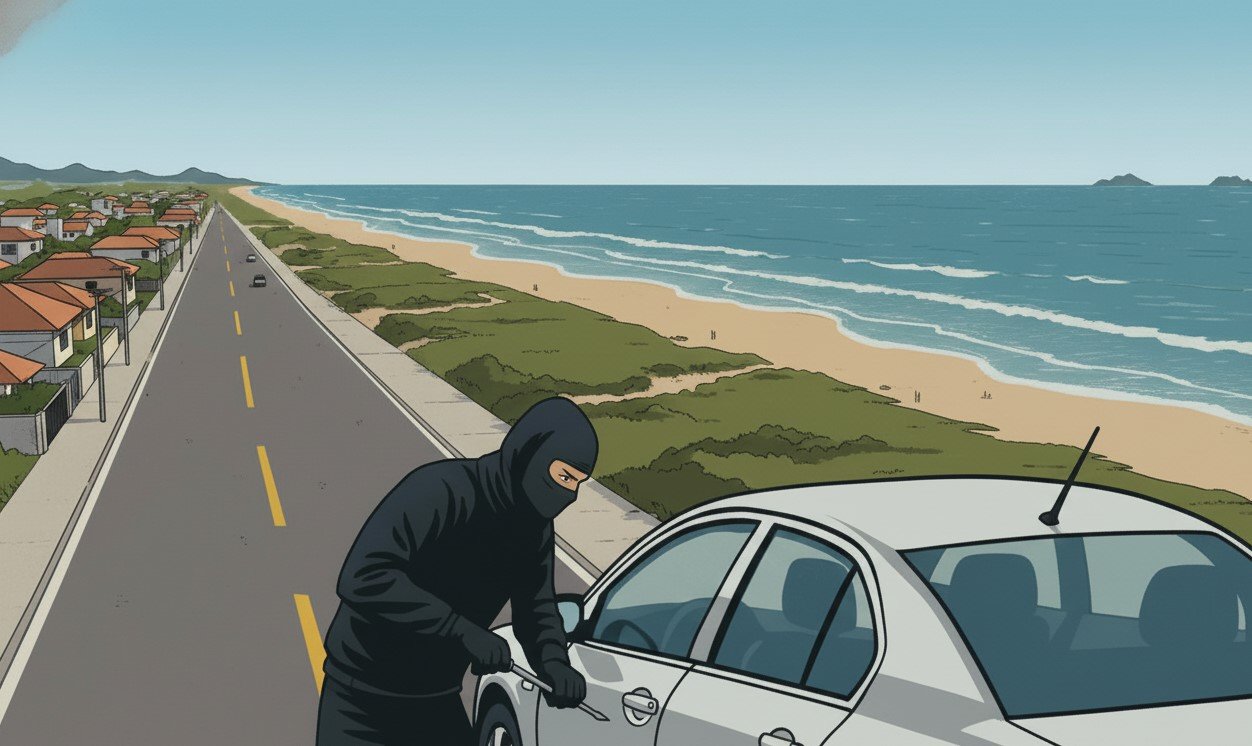 Ilustração de um carro sendo arrombado