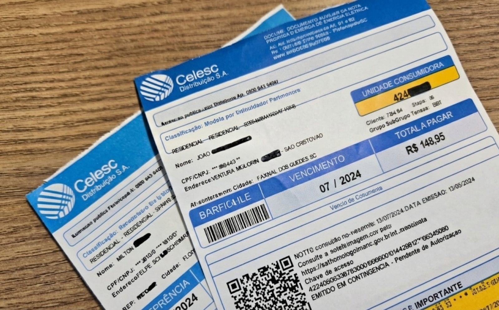 Esclarecimento sobre faturas da Celesc