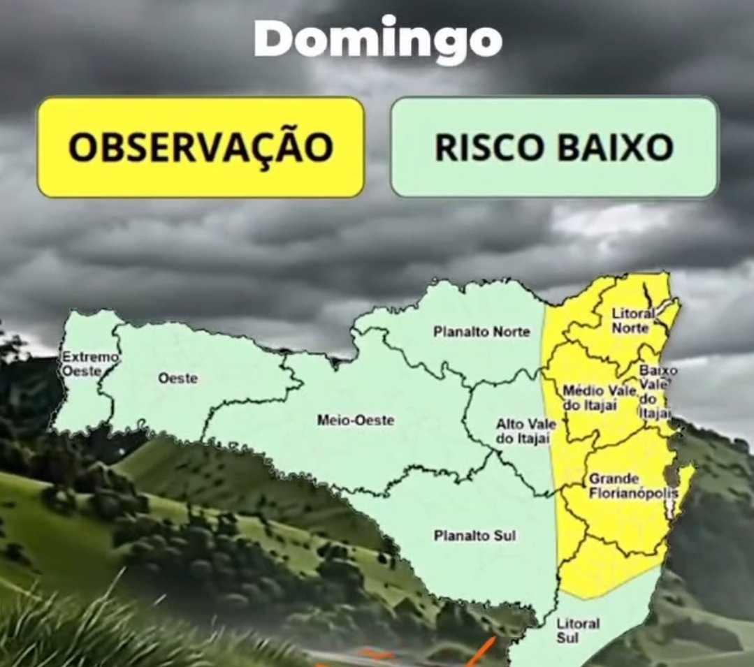 Mapa de previsão de ciclone na costa brasileira