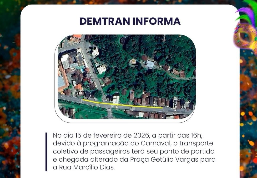 Aviso sobre mudança no transporte coletivo durante o Carnaval 2026