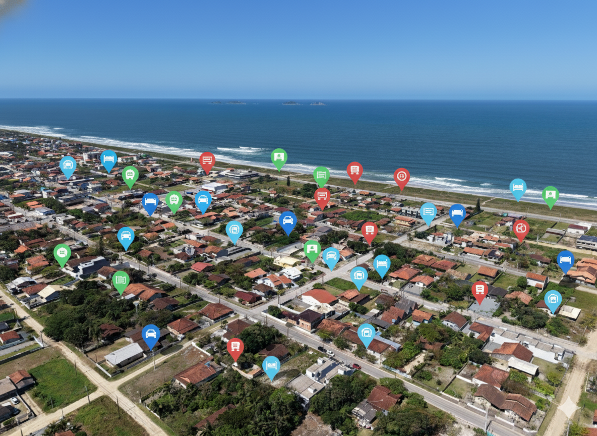 Vista da Praia do Ervino com destaque para o desenvolvimento local